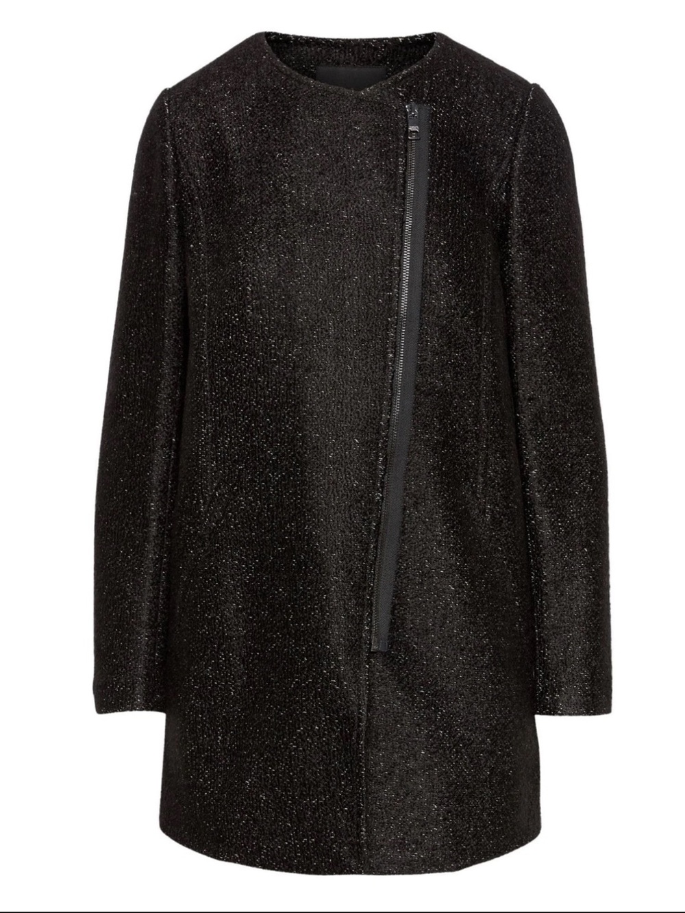 Banana Republic Women's Black Asymmetric Zip Coat - XL